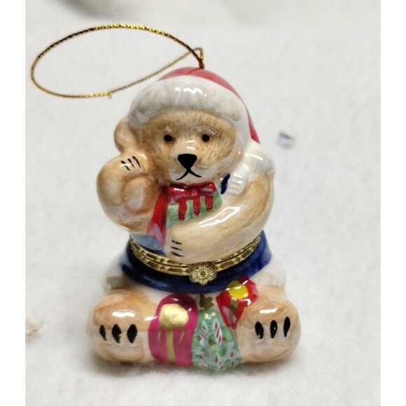 Santa‎ Bear Ceramic Ornament With Photo Locket - Picture 1 of 9